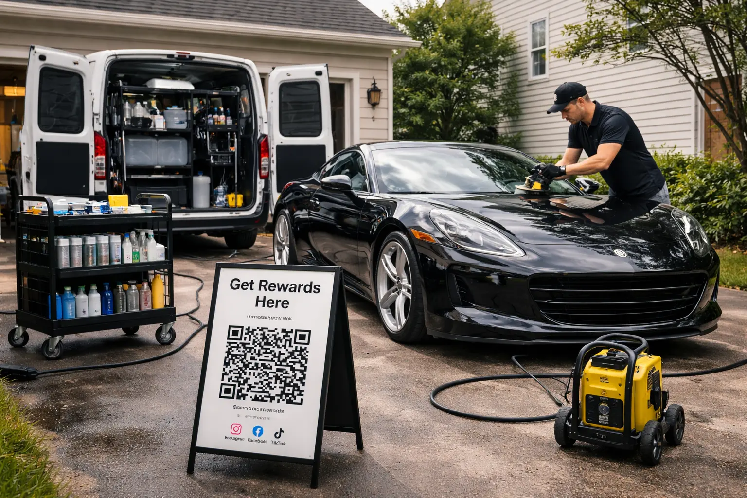 Mobile or on-location car detailing