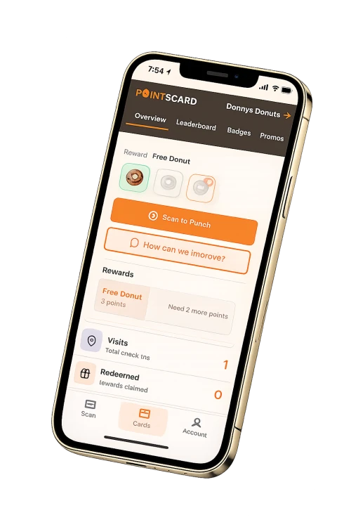 PointsCard app on phone
